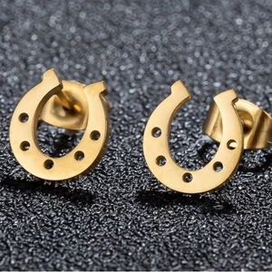 Gold Horseshoe Stud Earrings